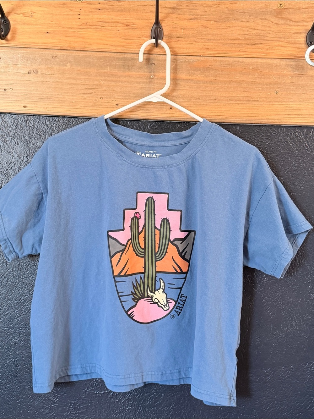 Ariat Blue Short-Sleeve Tee with Desert Cactus Graphic